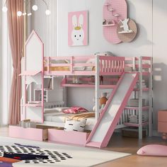 PRICES MAY VARY. 💕【Playhouse Inspired】We offer two different color schemes. Which you can chose most suitable color matching your bedroom design.With unique design bed create a fun and adorable space that not only serves as a comfortable sleeping area but also double as a space for you to study and work. 💕【Castle Style Bunk Bed】 This bed featuring fence shaped appearance, this unique design bed will be the focus in bedroom when friends coming by.This bed brings rich rural life style to bedroom Storage Staircase, Trundle Bed With Storage, Solid Wood Bunk Beds, Whimsical Bedroom, Big Bed, Bunk Bed With Slide, Bunk Beds With Drawers, Wooden Bunk Beds, Wood Bunk Beds