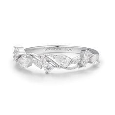 Embrace the delicate beauty of nature with our enchanting Lily Grace Band. This exquisite stacking band is designed to capture the essence of blooming lilies and gentle summer breezes. Its leafy and wavy design features the shimmering white topaz gemstones, creating a graceful and organic aesthetic, reminiscent of the intricate patterns found in nature. With its versatile and stackable design, it allows you to embrace your own unique beauty and create a harmonious blend of textures and styles. ✦ Bff Rings, White Gemstones, Lily Grace, Organic Aesthetic, Wavy Design, Gold Vermeil Jewelry, Delicate Beauty, Vermeil Jewelry, Shop Engagement Rings