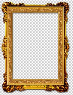 an ornate gold frame on a transparent background