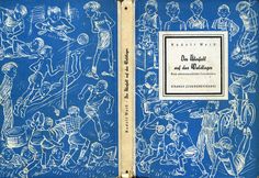 an old blue book with white ink on it's cover and the title in black