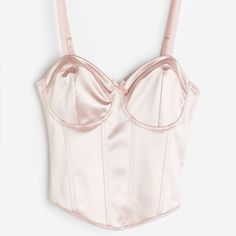 Never Worn H&M Bustier Corset Top Is Women’s M. Pale Pink Color With Small Bow On Bust. Has Adjustable Straps. Slightly Cropped. Party Camisole Corset With Removable Bra Pads, Party Underbust Camisole With Adjustable Straps, Party Camisole With Adjustable Straps And Underbust Shape, Underbust Strap Crop Top, Party Cami Bra, Satin Underbust Bodice, Night Out Boned Bodice Camisole, Party Bra With Sweetheart Neckline, Night Out Camisole With Boned Bodice