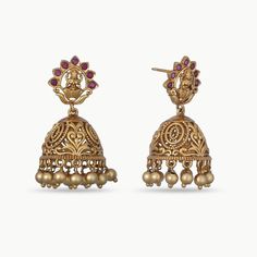 About the Jewelry Tiny Treasures! These antique jhumkis are crafted in beautiful floral intricate work. Our Utash earrings display a small goddess Lakshmi motif on the stud. These earrings are made of premium quality CZ stones and embellished with antique plated to deliver an elegant finish. Sometimes the smallest things are what we treasure. Styling Tip Looking something for everyday fashion or simple occasions? Style this with your tunics or dresses for a minimal look. Details & Specifications Temple Jewelry Jhumkas With Intricate Design For Diwali, Festive Earrings With Intricate Design For Puja, Bollywood Style Earrings With Intricate Design For Puja, Intricate Bridal Earrings For Diwali Puja, Navratri Jhumkas With Intricate Design, Intricate Jhumkas For Navratri Puja, Intricate Jhumkas For Puja And Navratri, Navratri Jhumkas With Intricate Design For Puja, Kundan Earrings With Intricate Design For Puja