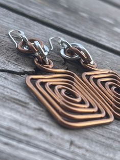 Copper Colored Square Aluminum Earrings in Silver, With Sterling Silver Earwire - Etsy Silver Hypoallergenic Copper Earrings, Hypoallergenic Spiral Metal Earrings, Unique Nickel-free Wire Earrings, Metal Spiral Earrings With Ear Wire, Spiral Metal Earrings With Ear Wire, Silver Copper Wrap Earrings Gift, Minimalist Silver Copper Earrings, Unique Nickel-free Copper Wire Earrings, Spiral Wire Earrings With Ear Wire