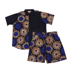 Our stylish Ankara Print Button-down Shirt and Short Set combines traditional African prints with modern design for a bold, fashion-forward look. Perfect for making a cultural statement, this coordinated outfit offers versatility and comfort for various occasions. The set features a relaxed yet tailored fit, ideal for both casual outings and semi-formal events. Wear it to summer parties, cultural festivals, or even as a unique twist on beach attire. The breathable cotton fabric ensures comfort i Casual Patterned Printed Sets, Black Cotton Collared Sets, Black Collared Cotton Sets, Casual Patterned Cotton Sets, Casual Short Sleeve Sets With Button Closure, Casual Printed Cotton Sets, Patterned Cotton Short Sleeve Sets, Casual Fitted Button-up Sets, Short Sleeve Sets With Buttons For Vacation