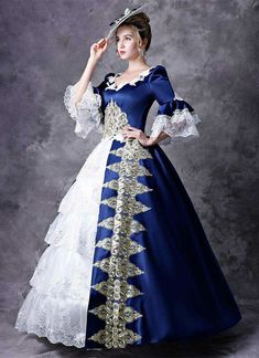 Blue Medieval Rococo Belle Princess Marie Antoinette Dress Renaissance Reenactment Theater Costume     Condition: Brand New   Color:  As Picture   Material: Satins And Lace   Silhouette: Ball Gown   Sleeve Length: Full Sleeve   Dresses Length:Floor-Length   Neckline: Square-Collar   Decoration: Lace   Style: Vintage     Includes: Dress Fitted Blue Victorian Baroque Dress, Royal Victorian Dress For Costume Party, Blue Baroque Victorian Dress For Costume Party, Blue Baroque Dress With Historical Design, Blue Vintage Victorian Dress With Baroque Style, Blue Vintage Victorian Dress In Baroque Style, Blue Baroque Victorian Dress, Victorian Blue Dresses With Historical Design, Elegant Blue Medieval Wedding Dress