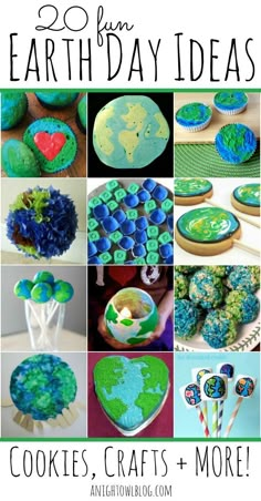 earth day crafts and activities for kids to do with the earth's surface, including cookies, marshmallows, and more