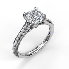 Fana - Cathedral Single Row Pave Engagement Ring - S3532 - Available in 14K & 18K Gold (White, Yellow or Rose) and Platinum Blink Blink, Cathedral Setting, Classic Engagement Ring, Classic Engagement, Pave Engagement Ring, Diamond Supply, Classic Engagement Rings, Side Profile, Diamond Sizes