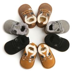 Shoes Measurement: Recommended Age    Insole Length in Inch    Insole Length in CM 1 (0-6 months)             4.1”                              10.5 cm 2 (6-12 months)           4.5”                              11.5 cm 3 (12-18 months)         4.9”                         �     12.5 cm Important: Shoe size & Age for guidance only, It is essential that you take careful measurements in order to ensure proper fit. Crib Shoes Girl, Fleece Boots, Fall Baby Clothes, Newborn Shoes, Outdoor Baby, Warm Shoes, Walker Shoes