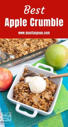 the best apple crumble recipe is made with granola, apples and yogurt