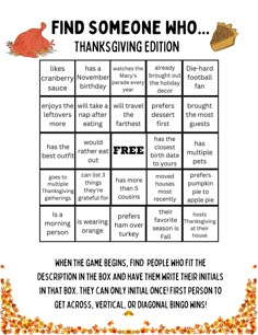 a printable thanksgiving game for kids with words and pictures to help them learn how to use