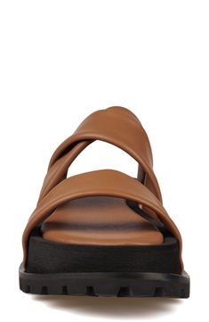 Soft leather straps balance the ridged lug sole on this platform sandal that's water-resistant and ant-slip. 1 3/4" platform Platform sole
 Water-resistant Leather upper and lining/synthetic sole Imported Brown Synthetic Open Toe Sport Sandals, Synthetic Platform Slingback Sandals With Round Toe, Brown Synthetic Slide Sport Sandals, Synthetic Open Toe Platform Footbed Sandals, Synthetic Closed Toe Sport Sandals With Leather Footbed, Casual Platform Slingback Footbed Sandals, Casual Slingback Platform Footbed Sandals, Platform Slide Sport Sandals In Synthetic Material, Platform Slide Sport Sandals In Synthetic