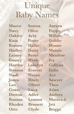 the unique baby names list is shown here