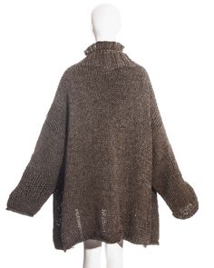 For Sale on 1stDibs - Yohji Yamamoto brown knitted wool oversized cardigan and turtleneck sweater. Fall-Winter 1984 Brown Turtleneck Outerwear For Winter, Oversized Turtleneck For Cold Fall Weather, Brown Turtleneck Outerwear For Fall, Chunky Knit Turtleneck Outerwear For Fall, Oversized Turtleneck Knit Cardigan, Oversized Knit Turtleneck Cardigan, Fall Knitted Turtleneck Cardigan, Fall Chunky Knit Turtleneck Outerwear, Brown Turtleneck Outerwear For Cold Weather