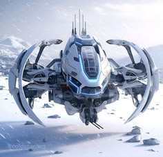 an image of a futuristic vehicle in the snow