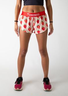 Do you have ChicknLegs? Red, juicy, and perfect for the long run. The ChicknLegs 1.5" split running shorts are known for their lightweight fabric, ultra soft liners, comfortable waistbands, and funny printed designs. Features: ✔ Soft elastic waistband provides a smooth fit that stays in place ✔ Rear zipper pocket to stash the essentials✔ Black mesh liner offers full coverage and breathability✔ Machine washable ✔ 1.5" Inseam and 2.5" Side Split✔ Model is 5'2" - 118 lbs - Size S How It's Made: ✔ 1 Casual Pink Bottoms For Running Errands, Casual Short Bottoms For Marathon, Casual Stretch Shorts For Marathon, Pink Bottoms For Summer, Pink Casual Athletic Shorts, Summer Running Bottoms With Built-in Shorts, Summer Casual Athletic Shorts, Casual Athletic Shorts For Summer Running, Casual Athletic Shorts For Running In Summer