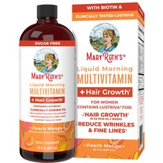 Hair Growth Vitamins, Liquid Multivitamin, Biotin Hair Growth, Hair Growth Women, Chromium Picolinate, Liquid Vitamins, Vitamins For Hair Growth, Mango Flavor, Supplements For Women