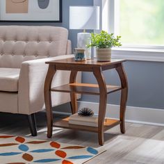 a living room scene with focus on the end table