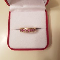 New In Box It Was My Late Grandmother's Ring, I Have A Lot Of Her Jewelry I'm Selling This Ring. It Was Bought In 1958, Antique, Size 6. The Ring Is 24k Gold With Garnets In Long Squares Accross The Ring. It Has 7 Garnets & 3/4k. Let Me Know If You Have Any Questions. My Prices Are Usually Firm. I Offer 15% Off Of 4 Of My Items For Christmas!!! Thanks! Pink Ruby Ring Stamped 14k For Wedding, Pink Ruby Wedding Ring Stamped 14k, Classic Pink Gold Rings As Gift, Classic Pink Birthstone Ring For Formal Occasions, Pink Birthstone Ring For Formal Occasions, Collectible Yellow Gold Ruby Ring With Prong Setting, Vintage 14k Stamped Birthstone Ring Gift, Vintage Pink Rings For Anniversary, Vintage Pink Birthstone Rings