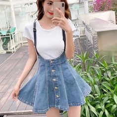 Super Chic Feminine Skirt Skirt Overalls Outfit, Light Blue Skirt, Black Velvet Shorts, Light Blue Skirts, Feminine Skirt, Overall Skirt, Overalls Outfit, Cheap Skirts, Mini Denim Skirt