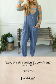 Get ready to look effortlessly boho - chic and ready - to - go in the Marina Bay Jumpsuit, whether you're running errands or catching up with friends, these overalls will keep you looking stylish and feeling confident all day long! Comfortable, solid, stretch knit fabric Loose and baggy jumpsuit silhouette Flattering deep v - neckline and a racer backline Double front patch pockets Dropped crotch details with loose straight pant legs Pair with: Tattoo Bralette, Infinite Sunrise Tassel Tie Kimono Baggy Jumpsuit, Boho Essentials, Catching Up With Friends, Bralette Outfit, Feeling Confident, Comfy Pants, New Tops, Straight Pants, Marina Bay