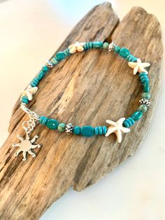 Ankle Bracelets Boho, Beach Bracelet, Boho Wrap Bracelet, Your Pretty, Howlite Stone