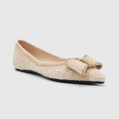 Sparkling jewel embellishments add glamour to flat framed by an effortlessly chic pointy toe. Color: Gold Upper Material: Stripe Inner Material: Microfiber Sole Material: Non-slip Rubber Sole Toe Type: Pointed Heel Height: 0.47'' Elegant Crystal Embellished Ballet Flats For Evening, Elegant Fitted Ballet Flats, Elegant Pointed Toe Fitted Ballet Flats, Elegant Fitted Pointed Toe Ballet Flats, Elegant Fitted Closed Toe Flats, Elegant Fitted Flats With Pointed Toe, Elegant Ballet Flats For Evening, Elegant Party Ballet Flats, Elegant Evening Ballet Flats