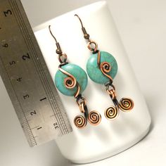 These wire wrapped turquoise earrings, you are holding was made by hand especially for you. This piece is part of my new semi-precious gemstone fashion collection. These Copper Turquoise Earrings are simply stunning and perfect for livening up an everyday outfit. I can offer matching turquoise necklace. https://www.etsy.com/listing/116083545/turquoise-necklace-turquoise-jewelry?ref=shop_home_feat_3&pro=1&frs=1 For this wire wrapped turquoise earrings I've used copper wires. I have oxidiz Handmade Copper Wire Drop Earrings, Handmade Copper Wire Wrap Drop Earrings, Bohemian Wire Wrapped Wrap Earrings Gift, Handmade Bohemian Wire Earrings, Bohemian Handmade Wire Earrings, Bohemian Hand Wrapped Wire Earrings, Bohemian Hand-wrapped Wire Earrings, Handmade Copper Wire Wrap Earrings As Gift, Blue Wire Wrapped Copper Earrings