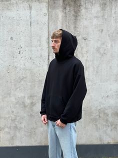 Heavyweight oversized streetwear hoodie Dropped shoulders, boxy fit, Kangaroo pocket, double layered hood. DETAILS: * Made from 100% French Terry cotton * Weight: 470 g/m² or 14.5 oz/yd² * Heavyweight * OEKO-TEX® 100 certified CARE INSTRUCTIONS: * Iron, steam, or tumble dry at a low temperature max 30℃ / 90℉ * To keep hoodie in great form, reverse before washing * Protect from direct sunlight, bleaching etc. Model is 190cm / 6'2 ft wearing size XL Made in Lithuania Urban Hoodie With Ribbed Cuffs And Drop Shoulder, Relaxed Fit Sweatshirt With Kangaroo Pocket For Streetwear, Modern Streetwear Hoodie With Ribbed Cuffs, Oversized Cotton Hoodie For Streetwear, Urban Hoodie With Relaxed Fit, Urban Hoodie In Relaxed Fit, Urban Solid Hoodie With Relaxed Fit, Relaxed Fit Urban Hoodie In Solid Color, Solid Color Relaxed Fit Sweatshirt For Streetwear