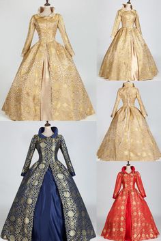 Champagne Floral Renaissance Lady Vintage Victorian Dress Ball Gown Theater Costume Red Brocade Wedding Dress, Red Gown For Fancy Dress Occasions, Festive Brocade Formal Dress, Festive Brocade Dress For Formal Occasions, Festive Formal Brocade Dress, Gold Costume Party Dress For Spring, Gold Dresses For Spring Costume Party, Gold Dress For Spring Costume Party, Brocade Ball Gown For Wedding