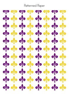 a pattern with purple and yellow fleurons on it