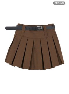 Product Detail Style : Romantic, Preppy Occasion : Back to school Detail : Buckle, Pleats Print : Solid Material : Polyester Length : Mini Polyester 100 Color : Gray, Brown, Black Model Size Model is wearing size S and the color Gray. Height : 5'5" | 166cm / Top : S / Bottom : S (25 inch) .prddescription table, .prddescription td, .prddescription th { border : 1px solid black; border-collapse : collapse; padding: 10px; } Size(Inch) Size Waist Hip Hem Total Length S 25.6" 29.9" 19.5" 14.2" M 27.2 High Waist Skirt For School In Fall, Fitted Brown Mini Skirt With Belt Loops, Brown Fitted Mini Pleated Skirt, Fitted School Uniform Skort For Fall, Trendy Brown Pleated Skort, High Waist Fitted Belted Pleated Skirt, Fitted High Waist Belted Pleated Skirt, High Waist Fitted Brown Skort, Brown Fitted Belted Mini Skirt