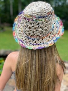 "Organic Hemp Crochet Sun Hat - Multi-Color, Rainbow Our 100% handmade crocheted sun hats are made from pure hemp yarn from Nepal. Perfect for summer...at the beach, pool, festival or just hanging around. They come in one size which fits most! As with many 100% hemp products they maybe slightly stiff, but soften and stretch over time. Features: - 100% Hemp hat and handmade in Nepal - It has wire in the rim means you can shape the hat however you desire and flat pack it for easy storage or travel Bohemian Lightweight Brimmed Hat, Bohemian Brimmed Lightweight Hat, Adjustable Cotton Yarn Crochet Hat With Curved Brim, Adjustable Crochet Hat With Curved Brim In Cotton Yarn, Lightweight Multicolor Hat With Curved Brim, Multicolor Lightweight Hat With Curved Brim, Adjustable Multicolor Crochet Hat For Beach Season, Adjustable Woven Crochet Hat For Festivals, Adjustable Multicolor Crochet Straw Hat