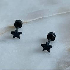 Cute Set Of Star Stud Earrings. These Have A Comfortable And Secure Screw-On Flatback Making Them Exceptionally Comfortable To Wear. Check Out My Other Flatback Earrings And Bundle To Save 20%! Message Me With Any Questions! Black Star Stud Earrings, Flat Earring Backs, Black Star Earrings, Black Star Shaped Earrings As Gift, Black Star Charm Earrings, Black Star-shaped Earrings For Pierced Ears, Trendy Black Star-shaped Jewelry, Concert Clothes Ideas, Black Earrings Studs