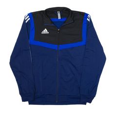 ADIDAS Track Jacket Blue Mens S Blue Long Sleeve Training Outerwear, Blue Long Sleeve Outerwear For Training, Functional Blue Outerwear For Training, Blue Winter Training Outerwear, Blue Adidas Logo Outerwear For Winter, Blue Adidas Logo Winter Outerwear, Blue Track Jacket For Sports Events, Blue Sportswear Track Jacket For Sports Events, Blue Adidas Winter Outerwear