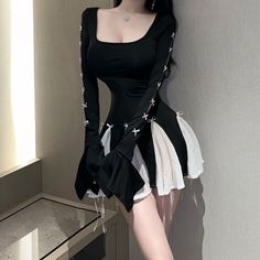 Details:    10% OFF     New Summer Deals Promo code:     sunifty.      Extra     15% OFF Any 2 Dresses, Code:     SUNIDRESS.     Free Shipping $60,     Free Exchange & Easy Returns.       The   steampunk white and black    short dress      features x criss cross detailing, tie knot, square neck, flowy and     high waisted. The b lack dress with white bow  fits every body type, waist & thighs slimming, making     your look thinner.     A classic dress     for paries, clubs, event, dances, parties, evenings, street style     and trip.    Material:     80% Cotton     Color:   Black     Size Details:    Design:Criss Cross, Long Sleeve, High Waisted, Flowy,     Mini and     Steampunk Style.     Weight: approx     0.2     kg     Machine     Wash     Cold.