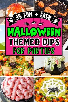 Easy Halloween dips for parties including spooky savory dip recipes for adults and sweet Halloween dessert dips for kids. They make easy Halloween appetizers, snacks, and treats for parties, potlucks, and movie nights. Easy Halloween Side Dishes, Halloween Party Side Dishes, Cheap Potluck, Halloween Dips For Parties, Creepy Appetizers, Halloween Dessert Dip, Savory Dip Recipes, Halloween Crockpot Recipes, Halloween Crockpot