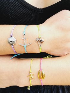 Hoa (ho ah) • FriendsThe perfect friendship bracelet for your BFF! This charm bracelet is waterproof and can be worn as a bracelet or anklets. Matching bracelets are perfect for a best friend gift and this beach bracelet is perfect for your active lifestyle! You can wear them pretty much anywhere you go... to the beach, pool, gym, shower, you never need to take them off... super durable and long lasting. You can have fun with this custom bracelet by mixing and matching color.. 30 to choose from! Summer Gift Jewelry With Adjustable Length, Pink Charm Bracelet For Beach, Hypoallergenic Silver Bracelets For Summer, Silver Strand Bracelets As Gift, Gold Braided Bracelets For Friendship In Summer, Gold Braided Bracelet For Friendship And Summer, Adjustable Strand Braided Bracelets As Gift, Adjustable Strand Braided Bracelets For Gift, Gold Friendship Bracelets With Sliding Knot For Summer