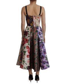 Brand: Dolce & Gabbana Condition: New with tags Style: Patchwork Dress Color: Multicolor Closure: Zipper on the back Logo details Origin: Made in Italy Craftsmanship: High quality Material: 52% silk 40% polyester 3% acetate 3% polyester 2% polyamide Lining: 100% silk Elegant Multicolor Patchwork Midi Dress, Floral Print Jacquard Midi Dress, Elegant Multicolor Patchwork Dress, Midi Length Jacquard Dress With Floral Print, Spring Formal Patchwork Dresses, Elegant Fitted Dress With Floral Patchwork, Fitted Floral Patchwork Dress, Designer Multicolor Cocktail Dress, Designer Floral Print Party Dress