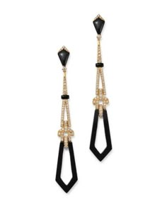 Bloomingdale's Black Onyx & Diamond Drop Earrings in 18K Yellow Gold - 100% Exclusive Luxury Black Jewelry, Designer Black Jewelry For Formal Occasion, Fine Jewelry Black Diamond Evening Earrings, Designer Black Clip-on Earrings, Black Clip-on Jewelry For Formal Occasions, Designer Black Jewelry For Party, Designer Black Party Jewelry, Designer Black Clip-on Jewelry, Black Art Deco Earrings For Evening