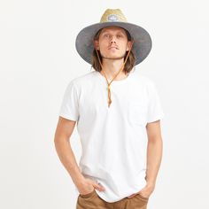 Our Signature Nomad Lifeguard hat is the ultimate accessory for sun protection. Featuring a tall cattleman crown, a wide brim with UPF 50+ and a printed under-brim liner, this lightweight hat ensures maximum coverage and style. Choose from a variety of prints to elevate your outdoor lifestyle while keeping safe from harmful UV rays. Western Straw Hat With Uv Protection, Western Blue Wide Brim Sun Hat, White Casual Panama Hat For Outdoor, Western Style Travel Bucket Hat, Casual White Panama Hat For Outdoor, Blue Straw Hat With Curved Brim For Outdoor, Summer Sun Hat With Upf 50+ For Rodeo, White Panama Hat With Curved Brim For Outdoor, Wide Brim Blue Sun Hat For Rodeo