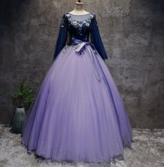 New Backless Purple Long Sleeve Appliques Ball Gown Purple Floor-length Ball Gown For Quinceanera, Princess Style Quinceanera Dress For Banquet, Purple Floor-length Quinceanera Dress For Prom, Princess Style Tulle Gown For Quinceanera, Tulle Ball Gown Quinceanera Dress For Prom, Tulle Ball Gown Quinceanera Dress For Banquet, Tulle Quinceanera Ball Gown For Banquet, Quinceanera Ball Gown With Tulle Skirt For Prom, Princess Style Quinceanera Ball Gown With Tulle Skirt