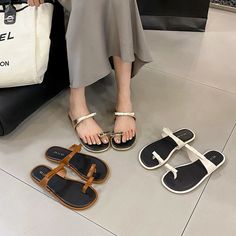 LBSFY - Fashion Women Sandals SLippers Bow Design Summer Flip Flops Brown Gold Black Casual Party Pumps Flat Heels Beach Shoes Woman Size 5.5=35=22.5cm Size 6=36=23cm Size 6.5=37=23.5cm Size 7=38=24cm Size 7.5=39=24.5cm Flat Heels, Party Pumps, Summer Flip Flops, Mary Jane Pumps, Sandals Slippers, Pool Accessories, Pointed Toe Flats, Bow Design, Pumps Flat