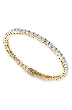 Embellish any ensemble with this 14-karat-gold tennis bracelet brightened by lab-created diamonds. Style Name:Hautecarat 4-Prong 3Ct Lab Created Diamond 14K Gold Tennis Bracelet. Style Number: 6280948. Classic Diamond Bangle Tennis Bracelet, Classic Gold Tennis Bracelet With Brilliant Cut, Classic Gold Tennis Bracelet, Brilliant Cut, Classic Yellow Gold Tennis Bracelet With Single Cut Diamonds, Classic Yellow Gold Tennis Bracelet With Diamond Accents, Fine Jewelry Yellow Gold Tennis Bracelet With Cubic Zirconia, Yellow Gold Diamond Bracelet With Prong Setting, Classic Yellow Gold Diamond Cut Tennis Bracelet, Yellow Gold Cubic Zirconia Tennis Bracelet With Round Cut