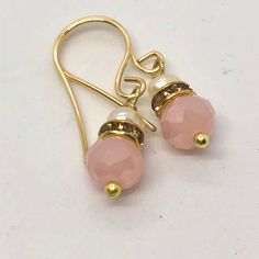 Elegant Faceted Beaded Drop Earrings, Handmade Pink Crystal Earrings For Wedding, Crystal Pearl Drop Earrings As Gift, Pink Faceted Earrings For Jewelry Making, Pink Pearl Beaded Earrings, Pink Faceted Drop Earrings, Elegant Pink Earrings With Faceted Beads, Elegant Pink Beaded Earrings For Gift, Elegant Pink Czech Glass Earrings