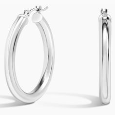 3mm Small Perfect Hoop Ears - 14K White Gold. Our favorite dress-up-or-down style. As lightweight as can be, these tube hoop earrings are perfect for elevated everyday wear and easily stacked. Small: 25mm tall, 3mm wide. Tube Hoop Earrings, Brilliant Earth, Accessories Jewelry Earrings, Favorite Dress, Everyday Wear, Jewelry Accessories, Hoop Earrings, Jewelry Earrings, White Gold