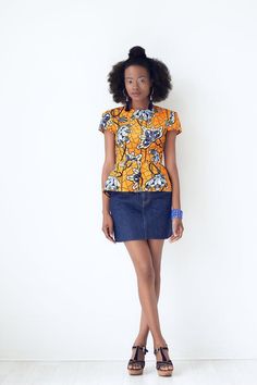 Jodi African Print Peplum Top - Yellow African Print Peplum Top, African Attire For Women, Forney Texas, Nigerian Traditional Dresses, Modern African Clothing, African Print Shirt, Ankara Tops, African Print Tops, Traditional African Clothing