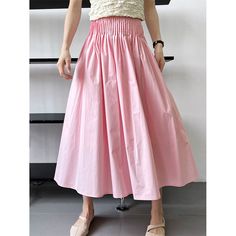 Sweet High Waist Pleated Pink Skirt Material: Cotton Size: M, L Color: Pink Occasion: Leisure, Outdoor, Daily, Vacation    * Pls be careful to choose the size before you order. * Pls allow little color difference caused by camera and computer monitors. Thank you! Important Notes: Please Use Similar Clothing To Compare With Size 1. The size refers to clothing dimensions, NOT your body measurements. 2. Please check the measurement chart carefully. Especially the waist and the hip. Because of diffe Non-stretch Long Pink Skirt, High Waist Solid Skirt For Spring, Pink High Waist Non-stretch Skirt, Casual Spring Full Skirt Bottoms, Non-stretch Gathered Skirt For Spring, Pink Non-stretch Pleated Maxi Skirt, Non-stretch Pink Pleated Maxi Skirt, High Waist Pink Maxi Skirt For Spring, Spring Cotton Maxi Skirt Solid Color