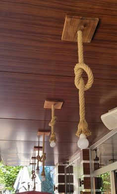 some ropes hanging from the ceiling in a room