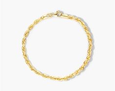 14K Yellow Gold Solid 3.8mm Rope Chain Bracelet - 7 inches. Rock some modern elegance when donning this bold chain. Worn alone or with multiple pieces, this piece will add shine day or night. Rope Chain, Modern Elegance, Chain Bracelet, Precious Metals, Gold Bracelet, Jewelry Bracelets, Fine Jewelry, Yellow Gold, Bracelet