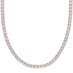 Adorned with lab-created white sapphires, this 18k rose gold over sterling silver tennis necklace is a sparkling accessory you'll love. Adorned with lab-created white sapphires, this 18k rose gold over sterling silver tennis necklace is a sparkling accessory you'll love.Click on this JEWELRY & WATCHES GUIDE to learn about fit, styles, materials and more! Clasp: box Nickel free Metal: sterling silver Length: 17 in. Packaging: boxed Plating: 18k rose gold flash plated Finish: polished Chain type: Rose Gold Round Tennis Necklace As A Gift, Classic Rose Gold Tennis Necklace Gift, Luxury Rose Gold Tennis Necklace With Diamond Accents, Rose Gold Brilliant Cut Tennis Necklace For Anniversary, Luxury Rose Gold Tennis Necklace For Anniversary, Anniversary Rose Gold Brilliant Cut Tennis Necklace, Rose Gold Tennis Necklace With Diamond Accents For Anniversary, Classic Rose Gold Tennis Necklace With Diamond Accents, Rose Gold Round Tennis Necklace In Fine Jewelry Style